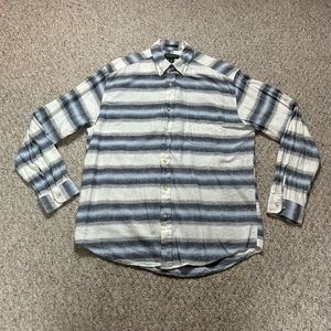 John Bartlett Consensus Essential Flannel Mens Large Casual Striped Button Down